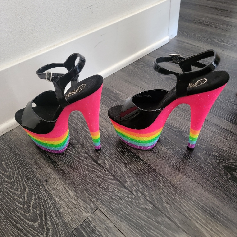 Pleaser Rainbow Platform Heels - image 4